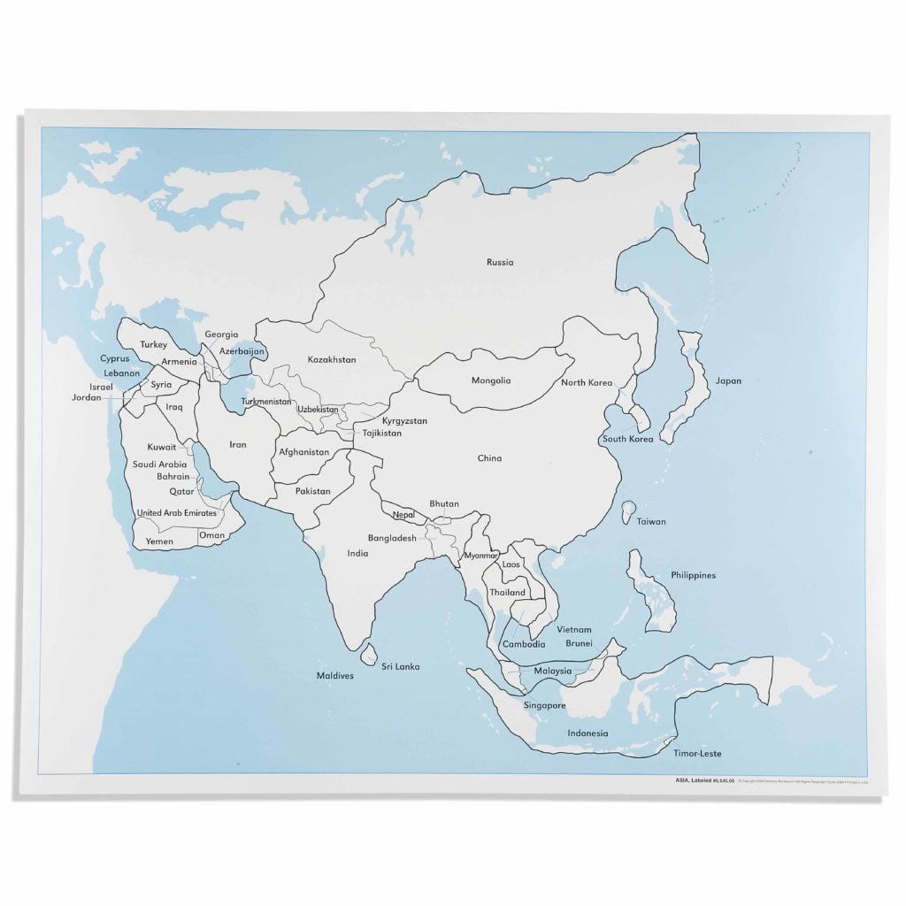 Asia Control Map: Labeled-produs original Nienhuis Montessori-prin Didactopia by Evertoys