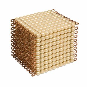 One Golden Bead Cube Of 1000: Individual Beads (Glass)-produs original Nienhuis Montessori-prin Didactopia by Evertoys