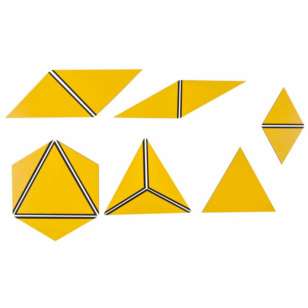 Set Of Yellow Constructive Triangles-produs original Nienhuis Montessori-prin Didactopia by Evertoys
