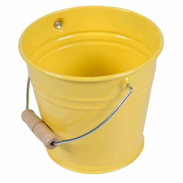 Small Metal Bucket (Yellow)-produs original Nienhuis Montessori-prin Didactopia by Evertoys