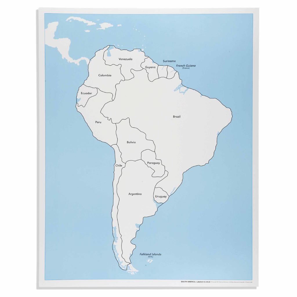 South America Control Map: Labeled-produs original Nienhuis Montessori-prin Didactopia by Evertoys