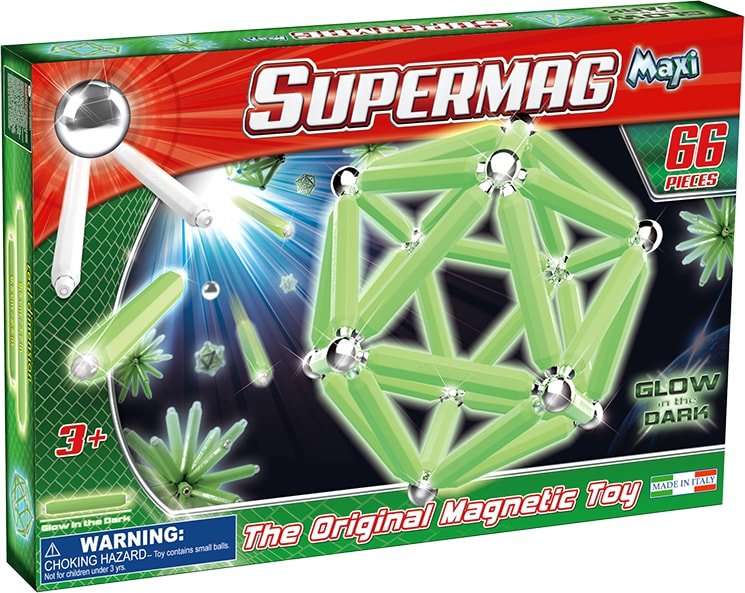 Supermag Maxi Glow - Set Constructie Luminos 66 Piese - Supermag - prin Didactopia by Evertoys