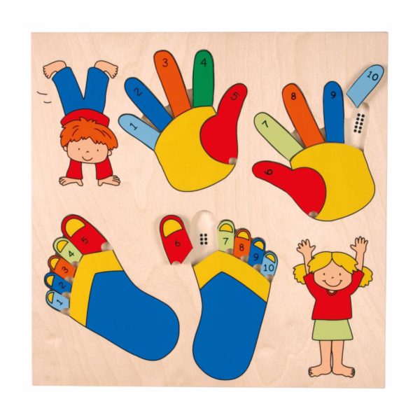 Inlay puzzle board fingers and toes-produs original Educo / Jegro -prin Didactopia by Evertoys