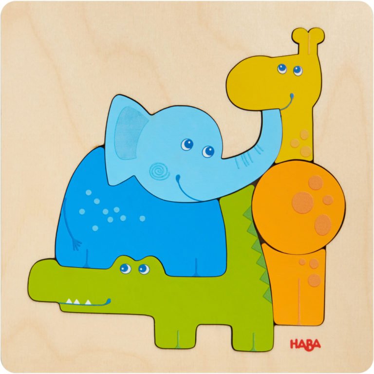 Animale din Zoo - Puzzle din lemn - Copii mici - HABA prin Didactopia