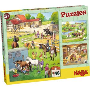 Ferma de cai – set de 3 puzzle-uri x 48 piese. HABA in Didactopia