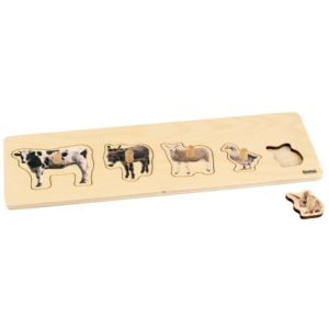 Toddler Puzzle: 5 Farm Animals-produs original Nienhuis Montessori-prin Didactopia by Evertoys