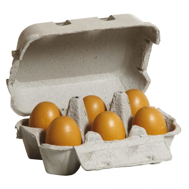 Carton cu 6 ouă maro - Set alimente lemn de jucărie pentru copii - Erzi Germania 2