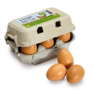 Carton cu 6 ouă maro - Set alimente lemn de jucărie pentru copii - Erzi Germania1