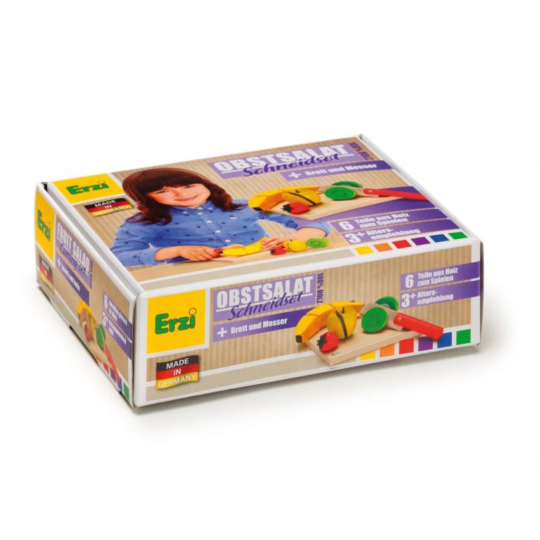 Set alimente lemn de jucărie pentru copii - Set feliere - Salată de fructe - Erzi Germania 3