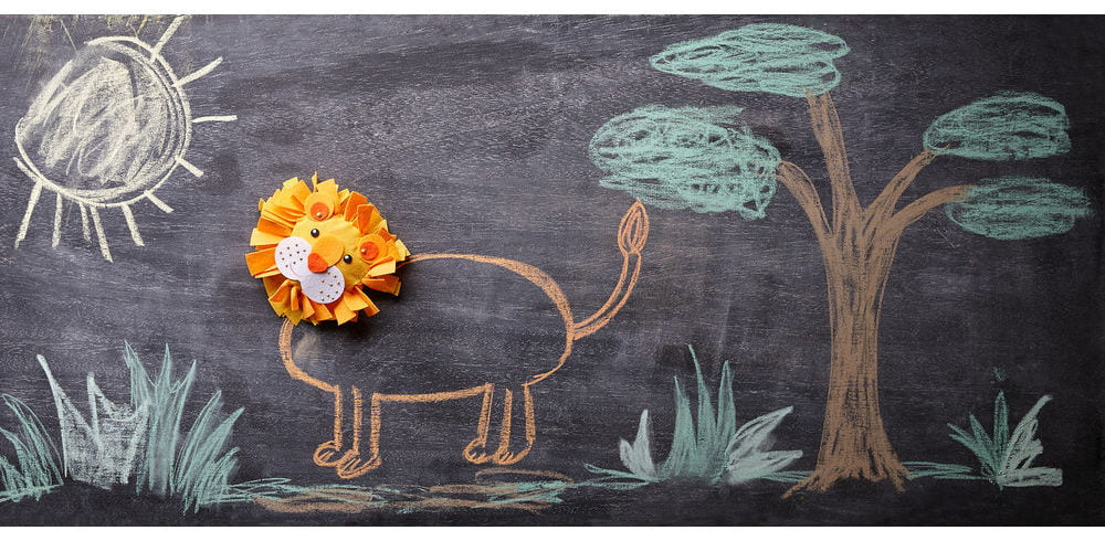 Leul din fetru - Set creativ copii - Bricolaj - Înnodare legare lipire - Haba Sachenmacher Didactopia 2