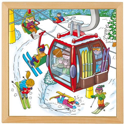Vacanța de iarnă - Colecția Sporturi de iarnă - Puzzle educativ din lemn - Educo prin Didacopia