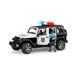 BRUDER - JEEP WRANGLER UNLIMITED RUBICON DE POLITIE CU SIRENA SI FIGURINA-Vehicule Originale Bruder-BR02526