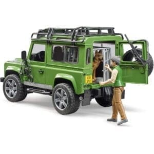 BRUDER - MASINA DE TEREN LAND ROVER DEFENDER CU PADURAR SI CAINE-Vehicule Originale Bruder-BR02587