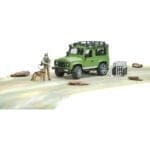 BRUDER - MASINA DE TEREN LAND ROVER DEFENDER CU PADURAR SI CAINE-Vehicule Originale Bruder-BR02587