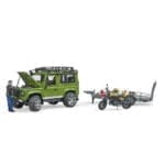 BRUDER - MASINA DE TEREN LAND ROVER DEFENDER CU REMORCA SI MOTOCICLETA DUCATI-Vehicule Originale Bruder-BR02589