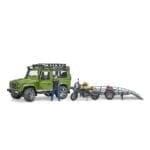 BRUDER - MASINA DE TEREN LAND ROVER DEFENDER CU REMORCA SI MOTOCICLETA DUCATI-Vehicule Originale Bruder-BR02589
