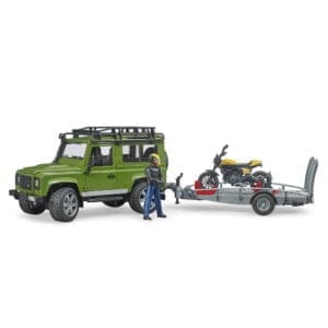 BRUDER - MASINA DE TEREN LAND ROVER DEFENDER CU REMORCA SI MOTOCICLETA DUCATI-Vehicule Originale Bruder-BR02589