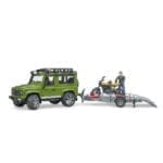 BRUDER - MASINA DE TEREN LAND ROVER DEFENDER CU REMORCA SI MOTOCICLETA DUCATI-Vehicule Originale Bruder-BR02589