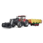 BRUDER - TRACTOR CASE IH OPTUM 300 CVX CU INCARCATOR FRONTAL SI REMORCA TRANSPORT CU 8 BALOTI-Vehicule Originale Bruder-BR03198