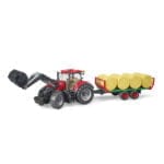 BRUDER - TRACTOR CASE IH OPTUM 300 CVX CU INCARCATOR FRONTAL SI REMORCA TRANSPORT CU 8 BALOTI-Vehicule Originale Bruder-BR03198