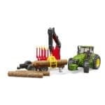BRUDER - TRACTOR JOHN DEERE 7930 CU REMORCA FORESTIERA SI 4 BUSTENI-Vehicule Originale Bruder-BR03054