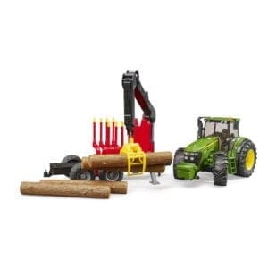 BRUDER - TRACTOR JOHN DEERE 7930 CU REMORCA FORESTIERA SI 4 BUSTENI-Vehicule Originale Bruder-BR03054