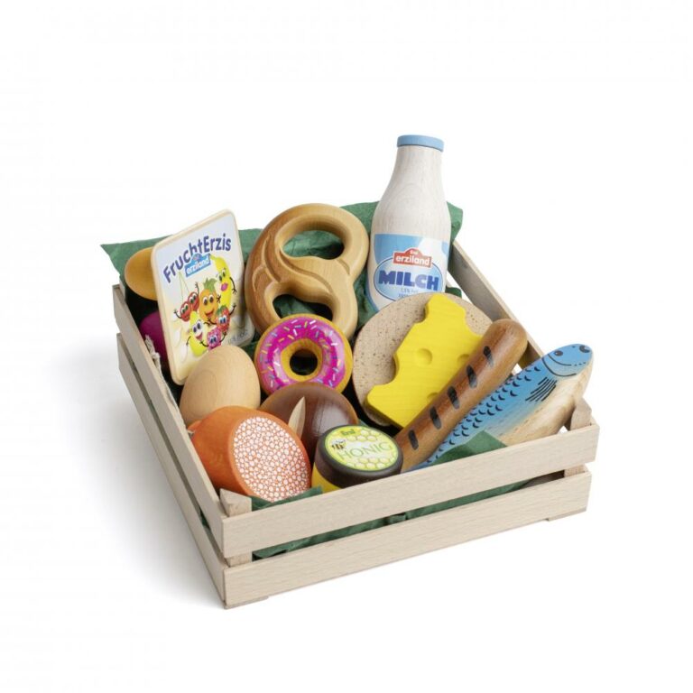 Lădiță XL cu gustari rapide - Set alimente lemn de jucărie pentru copii - Erzi Germania 2