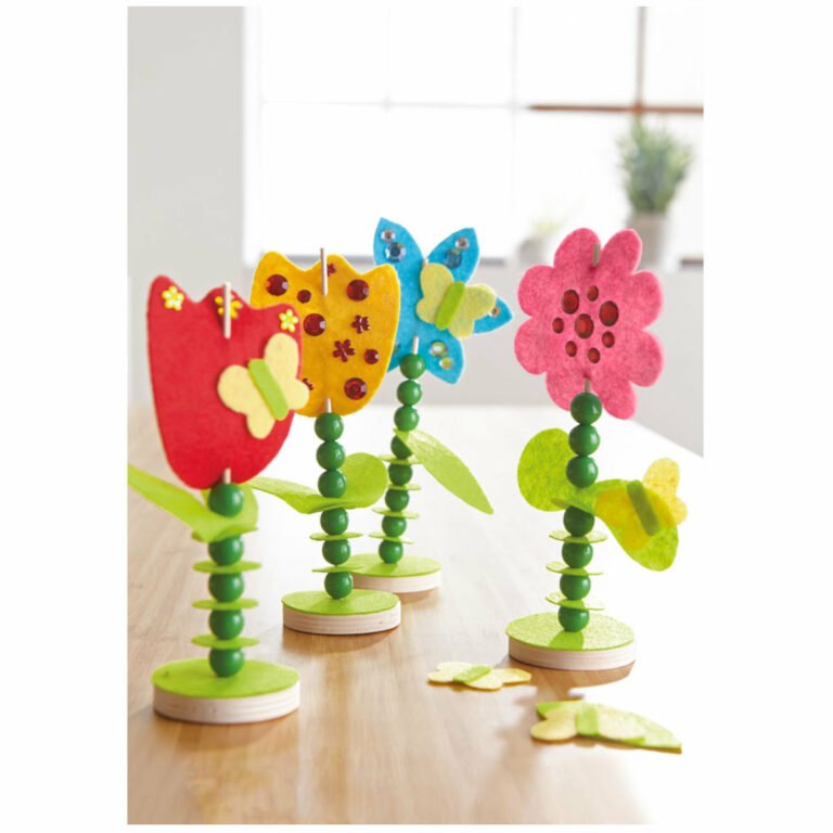 Flori cu ornamente - Set creativ copii - Bricolaj - Fetru - Haba Sachenmacher