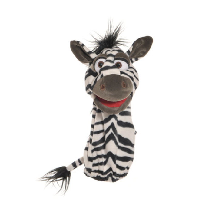Dungulita zebra ciufulita - 38 cm - Papusa Marioneta de mana - original Living Puppets v1