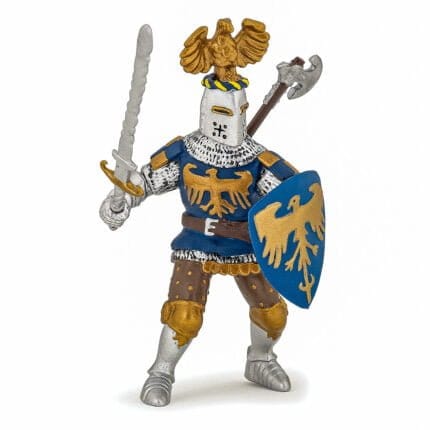 PAPO FIGURINA CAVALER ALBASTRU CU CREASTA-Personaje medievale - fantastice-original PAPO prin Didactopia by Evertoys