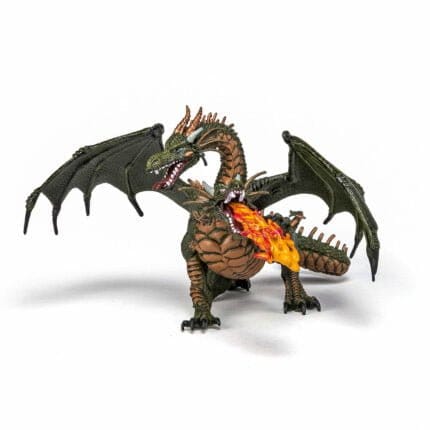 PAPO FIGURINA DRAGON CU 2 CAPETE-Personaje medievale - fantastice-original PAPO prin Didactopia by Evertoys