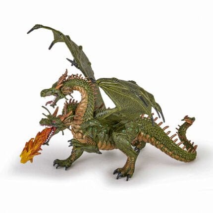 PAPO FIGURINA DRAGON CU 2 CAPETE-Personaje medievale - fantastice-original PAPO prin Didactopia by Evertoys