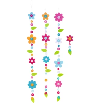 Ghirlande de flori - Set creativ copii - Bricolaj - 3 Ghirlande din fetru - 12 flori