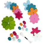 Ghirlande de flori - Set creativ copii - Bricolaj - 3 Ghirlande din fetru - 12 flori