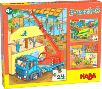 Santierul din oras – Set 3x Puzzle pentru copii - 3 x 24 piese - HABA prin Didactopia
