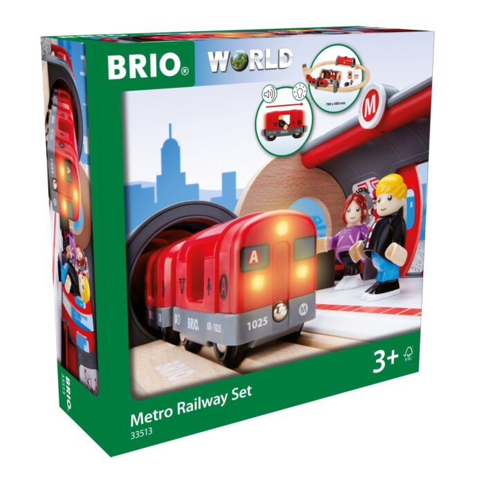 Brio - Set Metrou Pe Sine-Trenulet Lemn original BRIO-BRIO33513