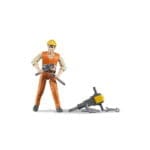 Bruder - Figurina Muncitor Constructii Cu Accesorii-Vehicule Originale Bruder-BR60020