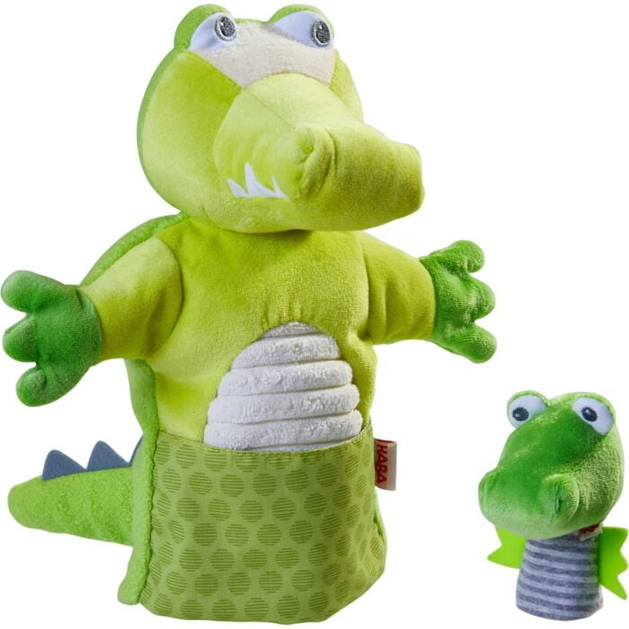 Marioneta de mana - Crocodil cu bebe - teatru papusi - Haba Germania