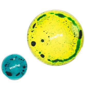 Liquid Fidget - Set cu 2 forme senzoriale cu continut lichid - Forme circulare plate