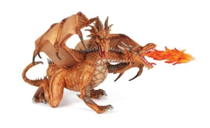 PAPO FIGURINA DRAGON CU DOUA CAPETE AURIU-Personaje medievale fantastice-original PAPO prin Didactopia by Evertoys