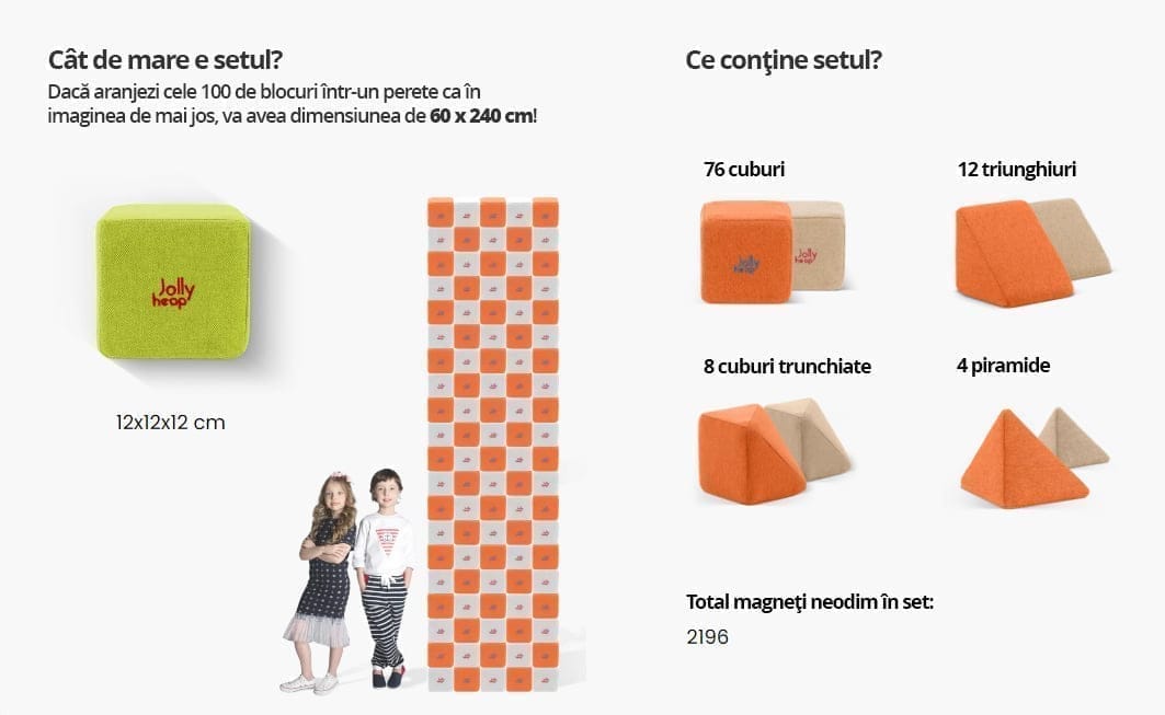 Continut set CREATIVE - 100 Blocuri de constructie originale JollyHeap - in Romania prin Didactopia by Evertoys