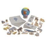Cutia continentelor - Geografie si fauna - Inclusiv figurine si glob - Compatibil Montessori