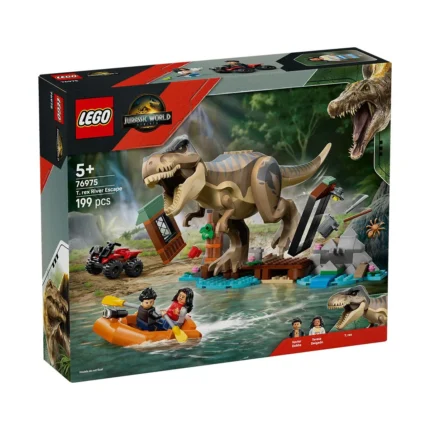 Set LEGO JURASSIC WORLD RENASTEREA EVADARE PE RAU DIN CALEA UNUI T REX 76975 - prin Didactopia