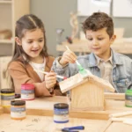 Căsuţă pentru păsări - Hrănitor - Set bricolaj lemn masiv - Asamblare componente pretăiate