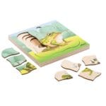 Puzzle educativ multistrat - Broască - Seria În pădure - 4 straturi - Puzzle de creștere - Lemn
