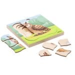 Puzzle educativ multistrat - Seria În pădure - Bufniță - 4 straturi - Puzzle de creștere - Lemn
