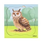 Puzzle educativ multistrat - Seria În pădure - Bufniță - 4 straturi - Puzzle de creștere - Lemn