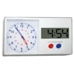 Ceas educativ dual - XL, latura de 37 cm - Cadran Analog și Afișaj Digital - Afișare alternativă - Pentru masă sau perete
