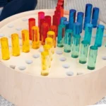 Panou perforat pentru cilindri acrilici - Extensie pentru masa luminoasă circulară - 47 cm - Lemn