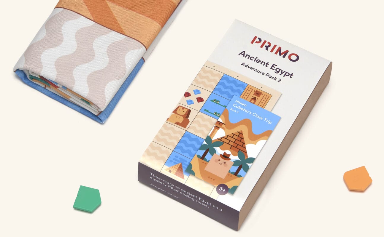 Cubetto – HARTĂ - Aventuri în egiptul antic – Covor de joc pentru robotul din lemn – Coding pentru copii mici - În România prin Didactopia 3